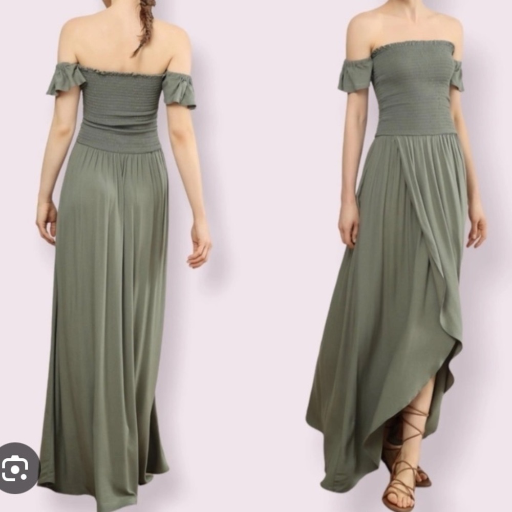 New Young, Fabulous & Broke Green Smocked Maxi Dress XS